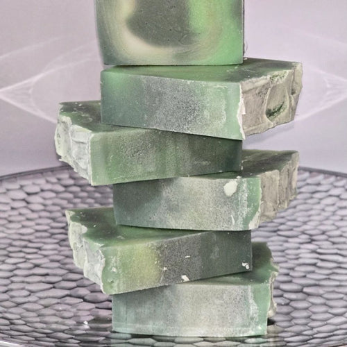 Stacked Dill Pickle cold process soap bars