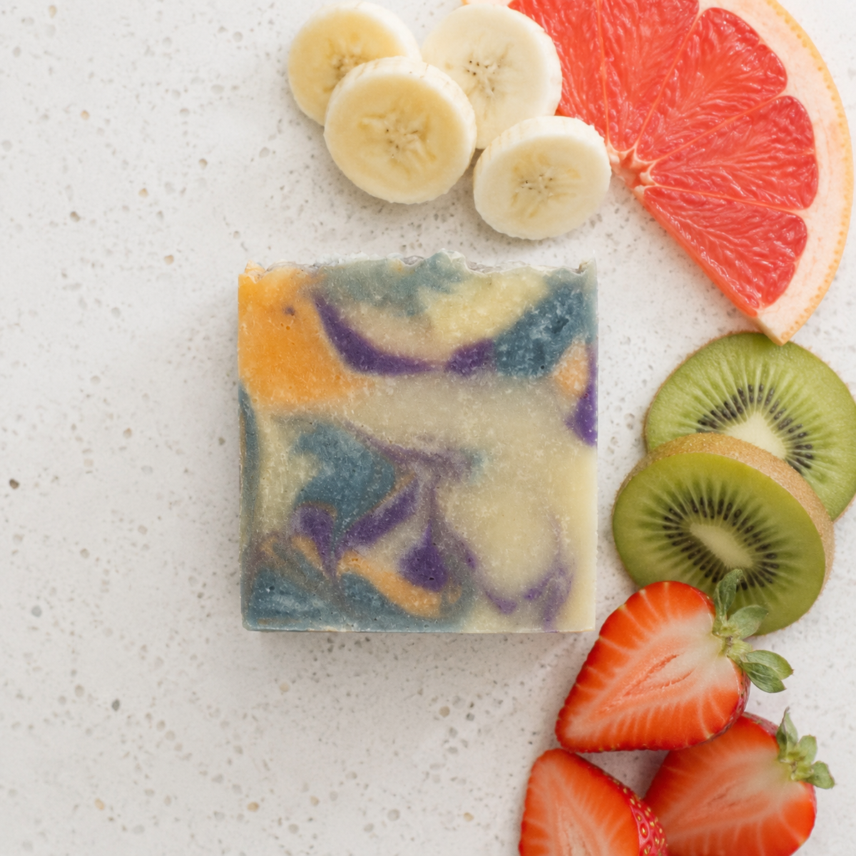 Monkey Farts soap with banana grapefruit kiwi and strawberry scent props